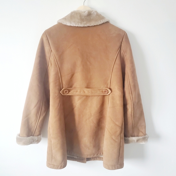 Camel Faux Suede Coat M - Picture 8 of 8